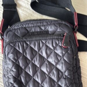 MZ Wallace Black Quilted Messenger Bag with Diamond Stitching